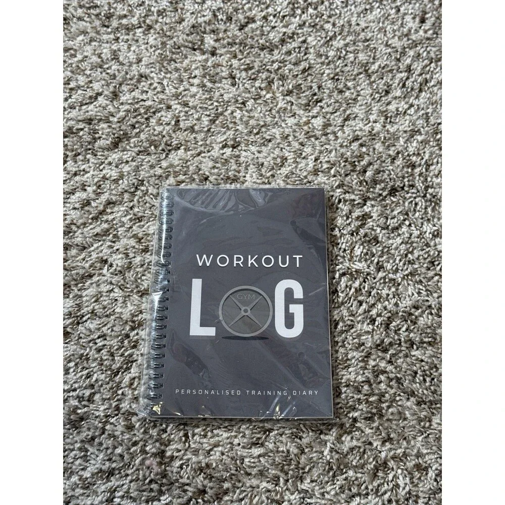 Workout Log Gym Personalised Training Diary Charcoal Gray Spiral Notebook New